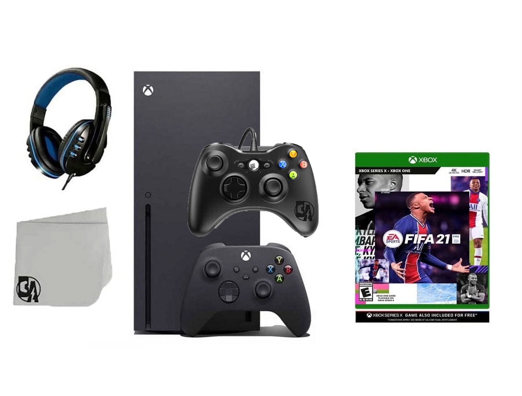 Pre-Owned Xbox Series X Video Game Console Black with FIFA 21 BOLT AXTION Bundle with 2 Controller ( )