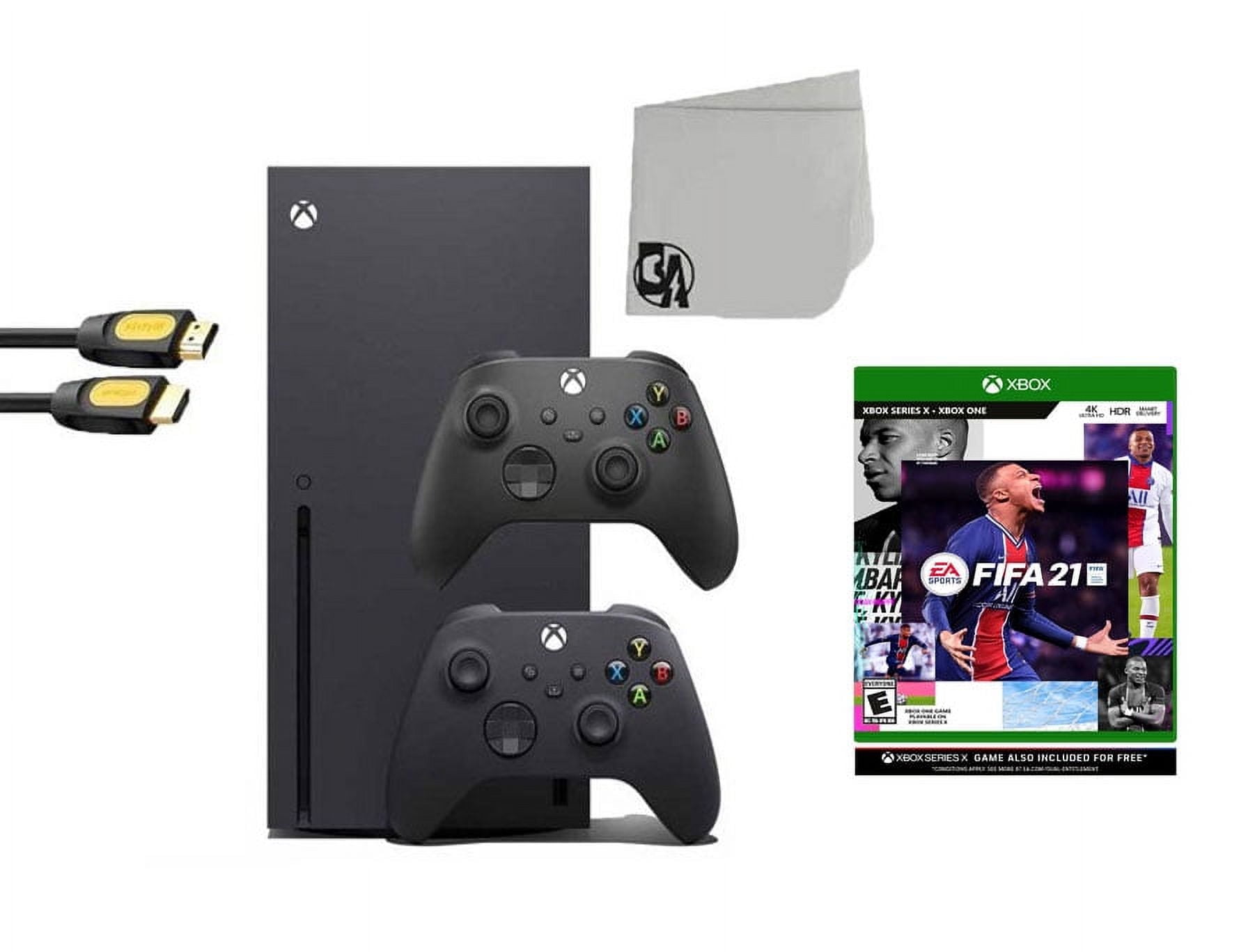PreOwned Xbox Series X Video Game Console Black with FIFA 21 BOLT AXTION Bundle with 2