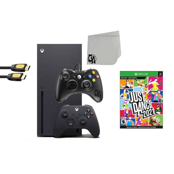 Pre-Owned Xbox Series X Video Game Console Black with Just Dance 2021 BOLT AXTION Bundle with 2 Controller