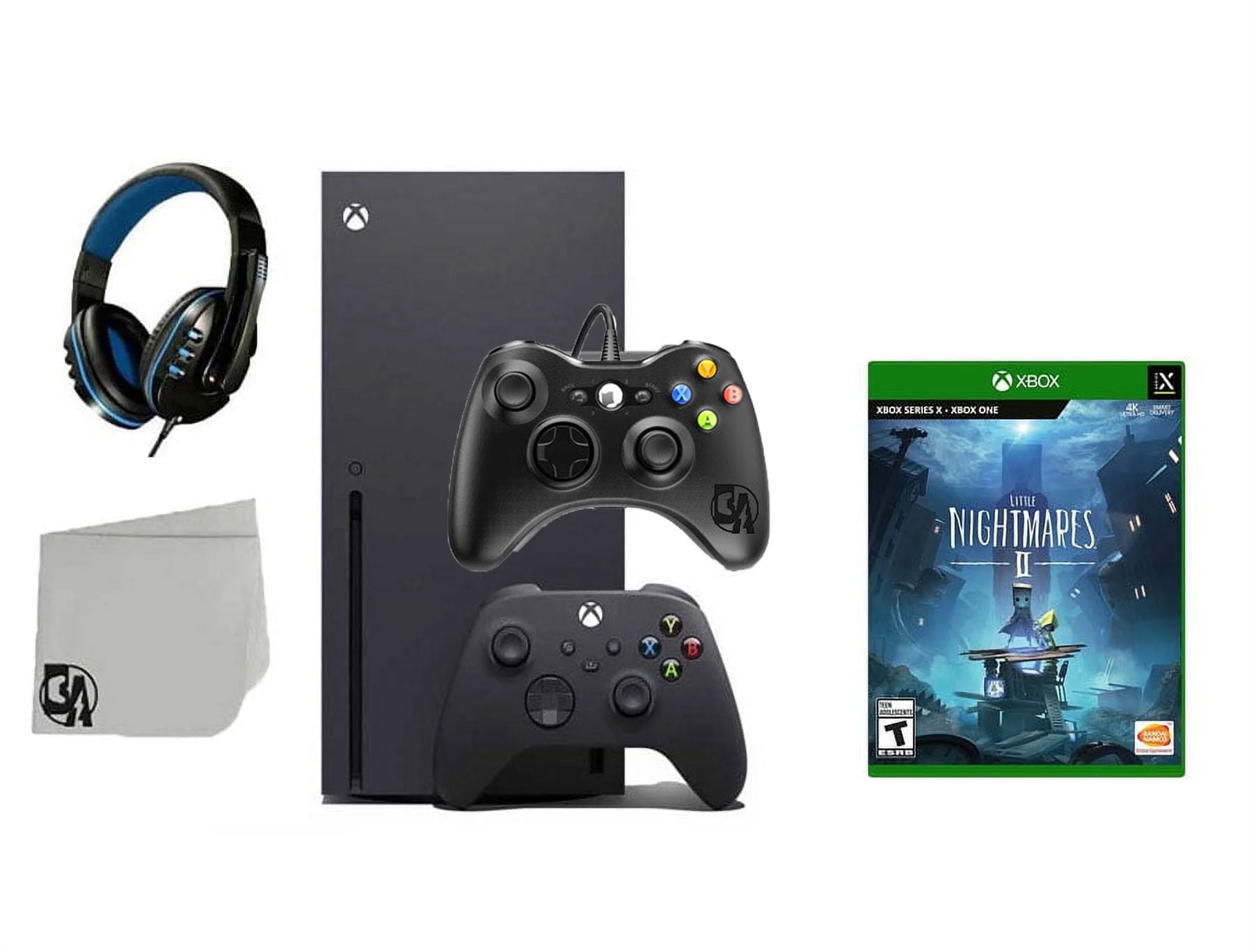 Pre-Owned Xbox Series X Video Game Console Black with Little Nightmares II BOLT AXTION Bundle with 2 Controller