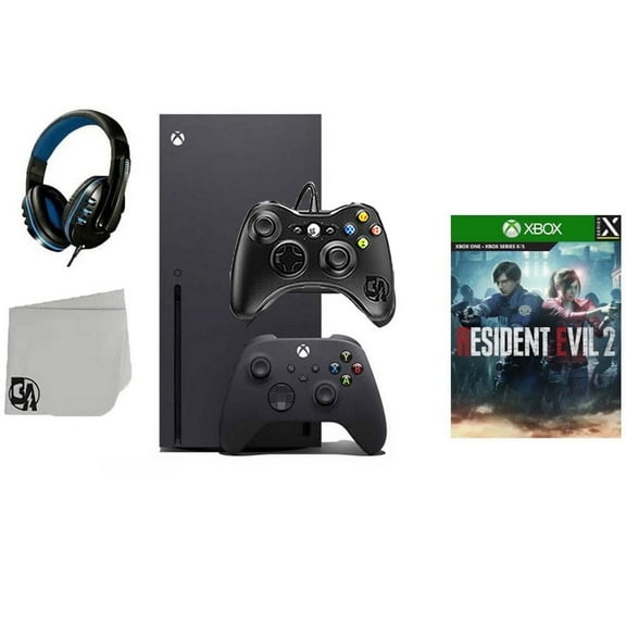 Pre-Owned Xbox Series X Video Game Console Black with Resident Evil 2 BOLT AXTION Bundle with 2 Controller ( )