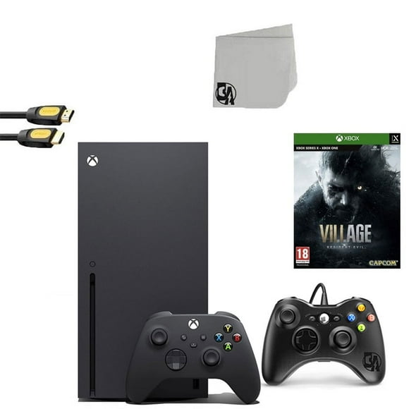 Pre-Owned Xbox Series X Video Game Console Black with Resident Evil Village BOLT AXTION Bundle with 2 Controller