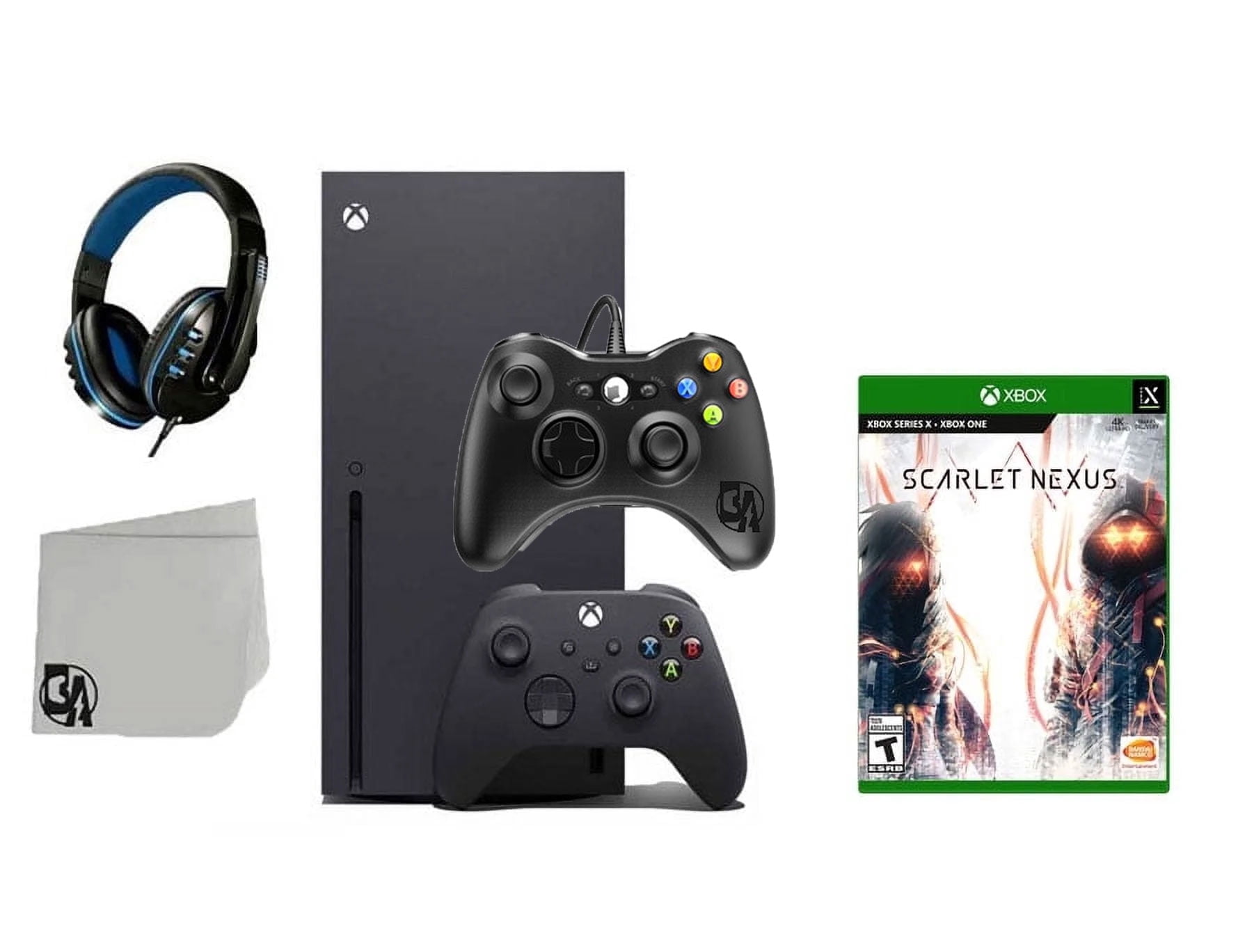 Pre-Owned Microsoft Xbox Series X, BOLT AXTION Bundle, Data Storage with 2 Controllers, Black,