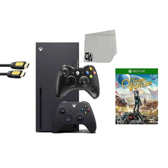 Pre-Owned Xbox Series X Video Game Console Black with The Outer Worlds BOLT AXTION Bundle with 2 Controller ( )