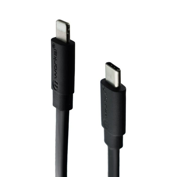 Pre-Owned mWorks! mPower! Flat USB-C to 8-Pin Cable for iPhone/iPad - Black