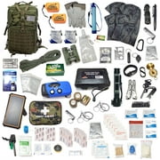 Pre-Packed Emergency Survival Kit/Bug Out Bag for 2 - Over 175 Total Pieces of Disaster Preparedness Supplies for Hurricanes, Floods, Earth Quakes & Other Disasters, Olive Drab