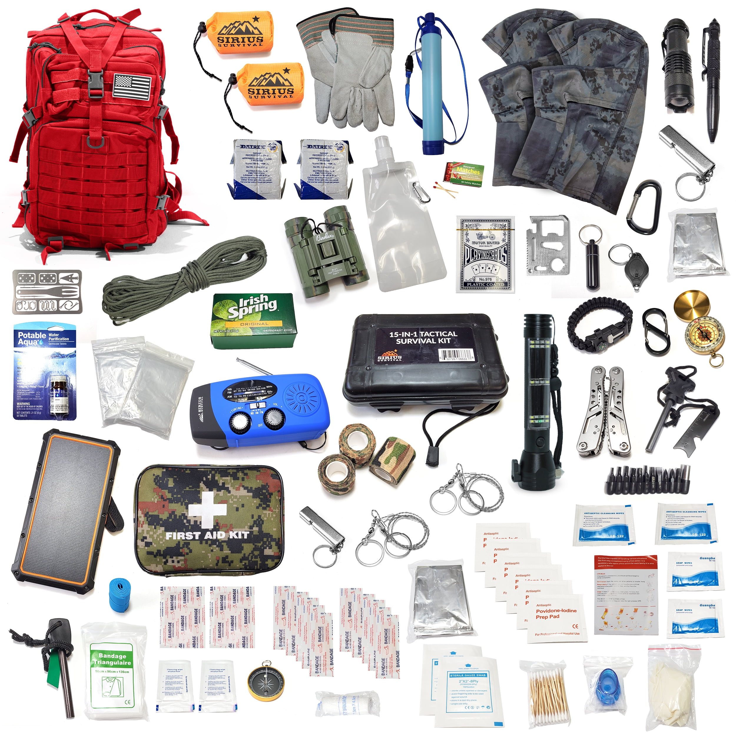 Pre-Packed Emergency Survival Kit/Bug Out Bag for 2 - Over 175