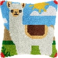 thumbnail image 1 of Pre-Printed Diy Embroidery Latch Hook Pillow Cover Kit,Cute Alpaca,43X43Cm Animal Cross Stitch Cushion Covers Kits Diy Craft Needlework Pillowcase Latch Hook Cushion Kits For Kids Adults, 1 of 7