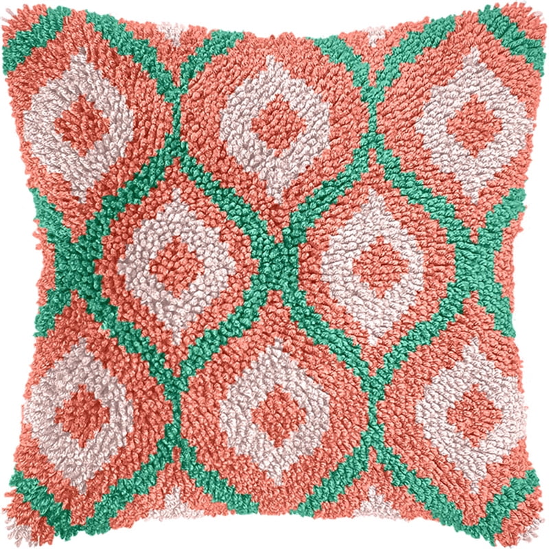 Pre-Printed Diy Embroidery Latch Hook Pillow Cover Kit,Simple Pattern,43X43Cm Animal Cross Stitch Cushion Covers Kits Diy Craft Needlework Pillowcase Latch Hook Cushion Kits For Kids Adults