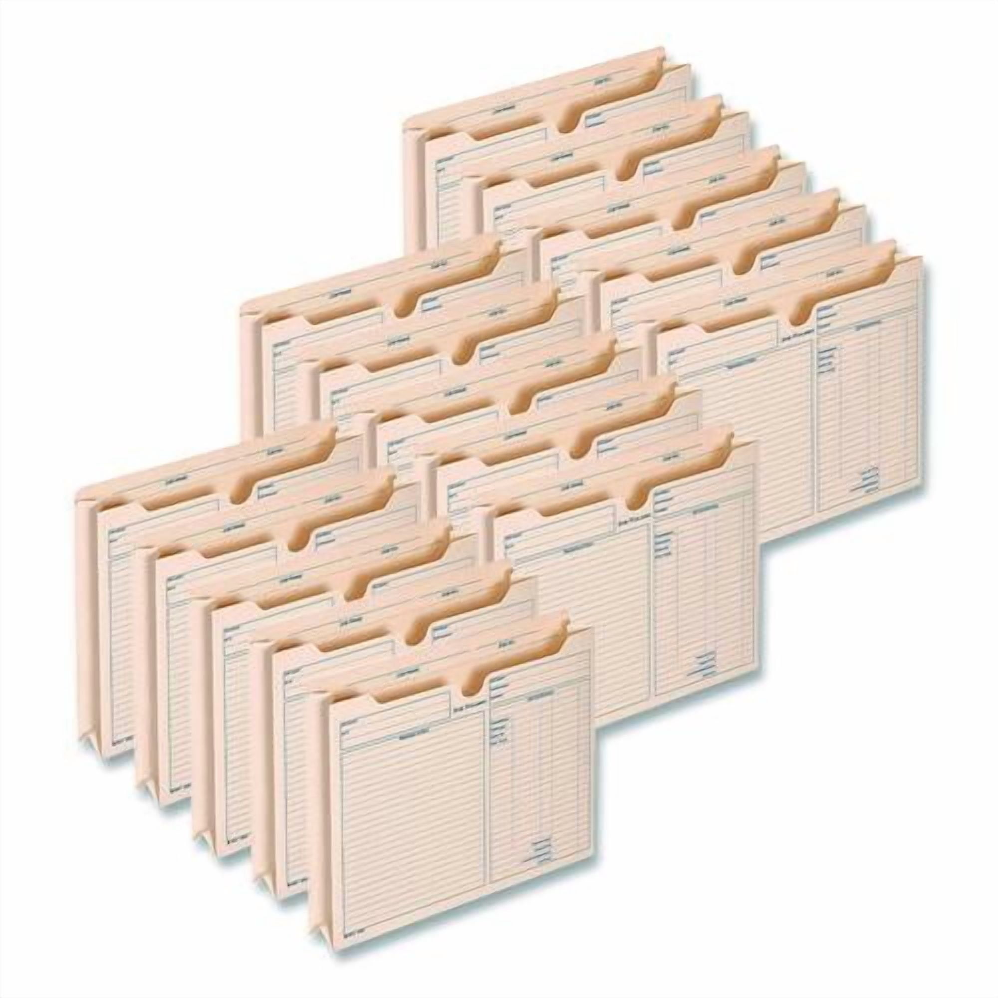 Pre-Printed Heavy-Duty Reinforced File Pocket, 2" Expansion, Letter Size, Manila, 15/Pack | Bundle of 5