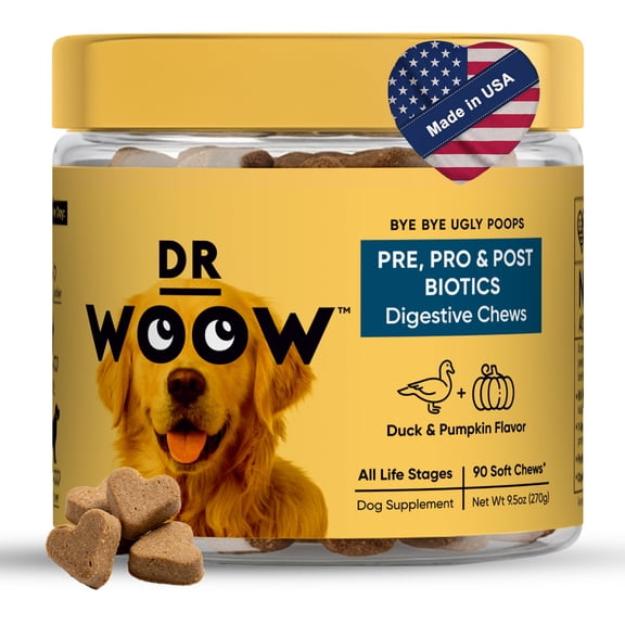 Dog / Puppies Probiotics Soft Chews (90 Ct) – Digestive Support, Gut Health & Healthy Stool – Probiotics + Digestive Enzymes – Duck & Pumpkin