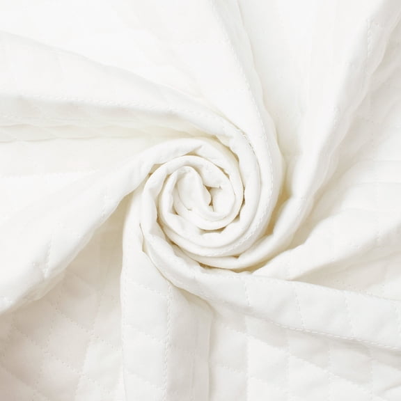 Pre Quilted Fabric Double Faced Thick Brushed Cotton Polyester Broadcloth With Interfacing & Batting - White (10 Yards)