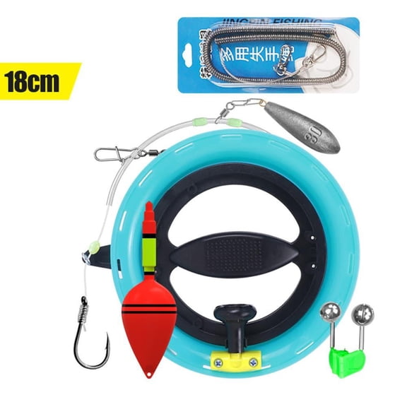 Pre-Rigged Handline Fishing Reel, ABS Hand Spool with 45m Nylon Line, Hook, Bite Bell & Safety Lanyard for Boat, Pier and Saltwater Fishing