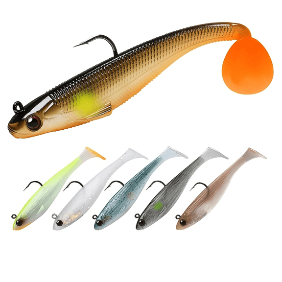 "Pre-Rigged Swimbait Set - Realistic Action Lures w/ Spinner for Bass & Walleye Fishing | All-Weather Gear & Perfect Gift for Anglers!