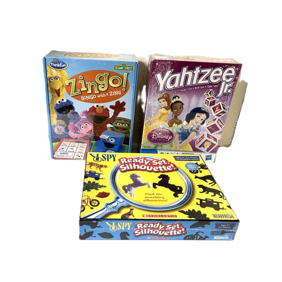 Pre-School Boardgame Bundle- I Spy/Yahtzee Jr./Zingo for Ages 4/5