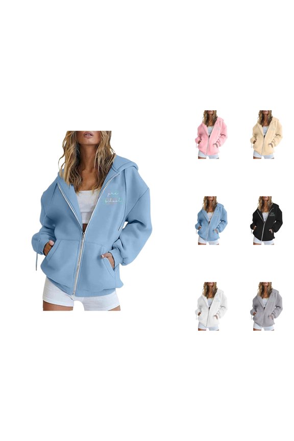 Pre School Teacher Hoodies for Women 2025 Y2K Graphic Hoodie Zip Up Hoodie with Pockets Hooded Sweatshirt Women Jacket