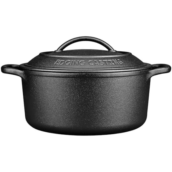Pre-Seasoned Cast Iron Dutch Oven Pot with Lid Dual Handle, Sourdough Bread Baking Pots, Bread Oven, Camping, Grill, Induction, Electric, Round 7 Quart, Black