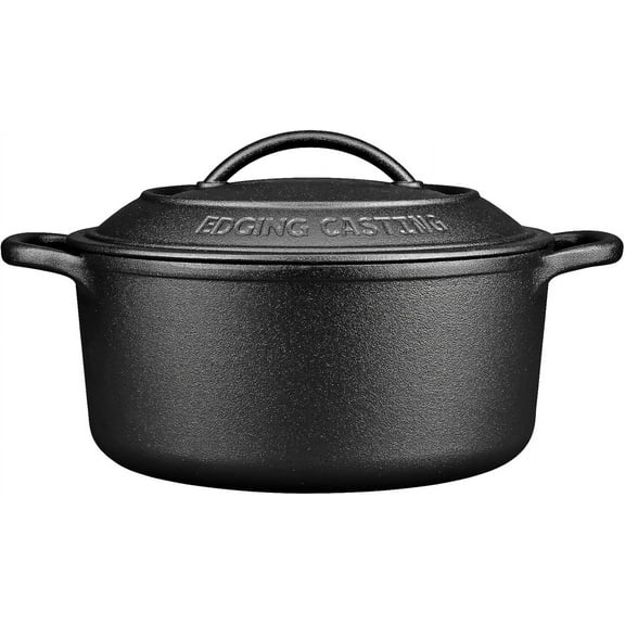 Pre-Seasoned Cast Iron Dutch Oven Pot with Lid Dual Handle, Sourdough Bread Baking Pots, Oven, Camping, Grill, Induction, Electric, Round 7 Quart, Black