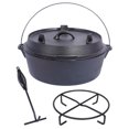 thumbnail image 1 of Pre-Seasoned Cast Iron Dutch Oven With Skillet Lid 6 Quart Heavy Duty Outdoor Cooking Pot For Camping Fireplace BBQ And Baking Includes Durable Iron Pot Rack, 1 of 13