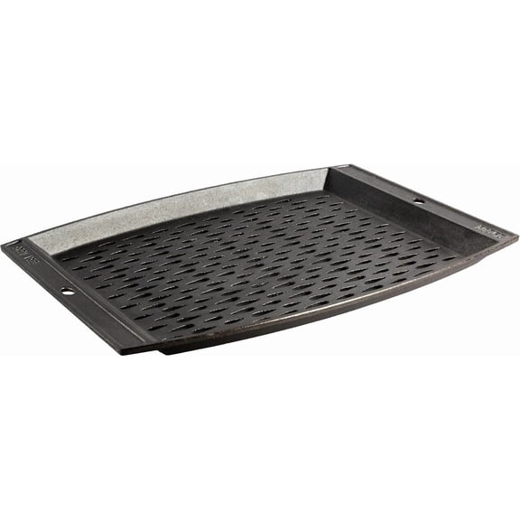 Pre-Seasoned Cast Iron Rectangle Grill Topper - Use on the Grill - Grilling Pan Designed to Protect Food from Falling Through the Grate - Cast Iron 15 Inch