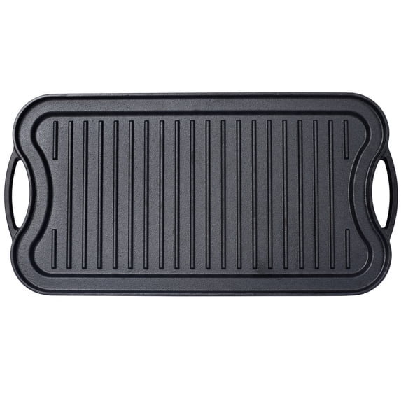 Pre-Seasoned Cast Iron Reversible Grill/Griddle, 20" x 10" Rectangular Cookware for Stovetop, Oven, Grill & Campfire