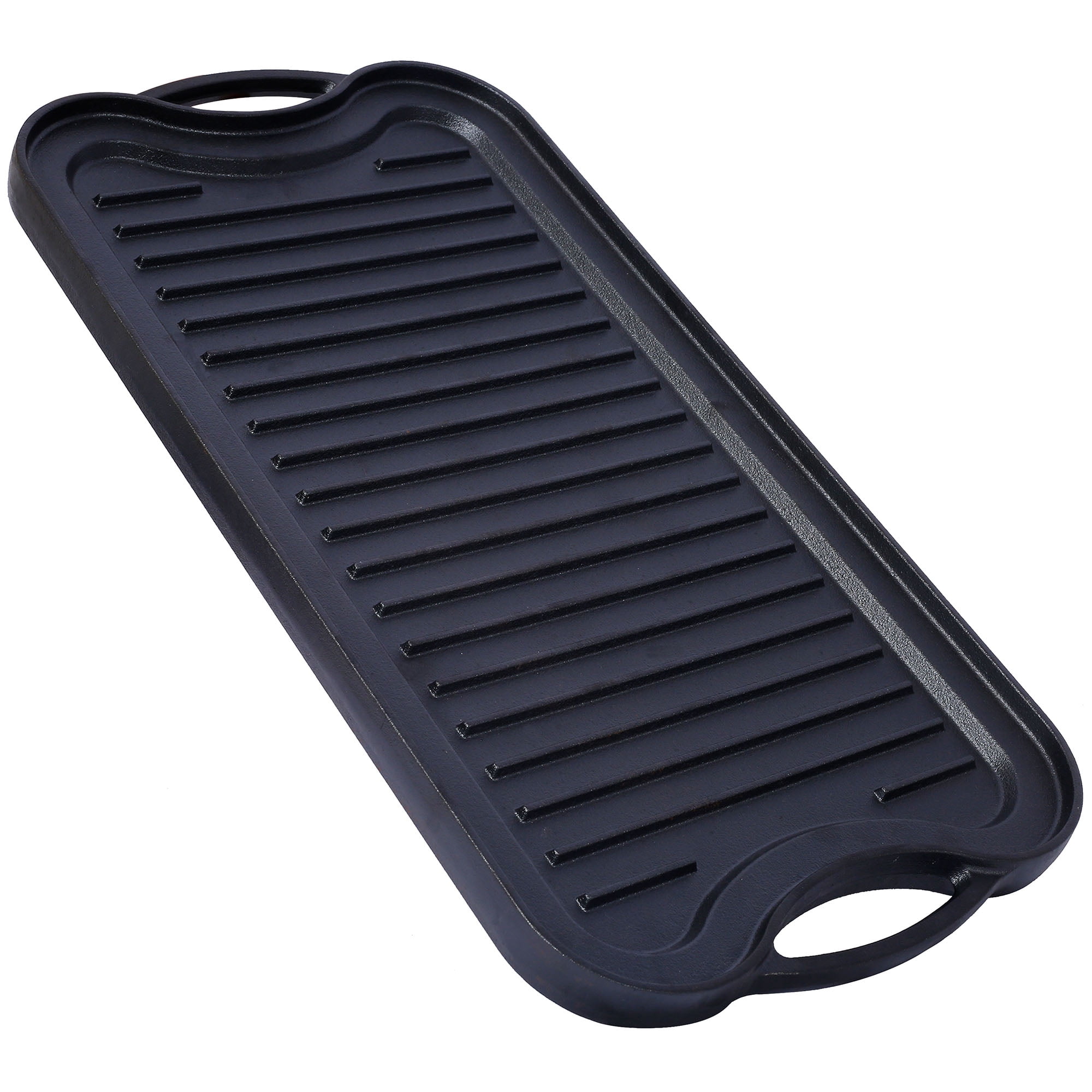 Pre-Seasoned Cast Iron Reversible Grill Griddle Black 20 Inch by 10 Inch Dual-Sided Cookware