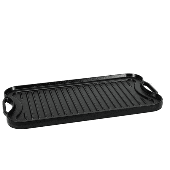 Pre-Seasoned Cast Iron Reversible Rectangular Grill/Griddle, Black, 20 x 10.39 x 0.98 inch