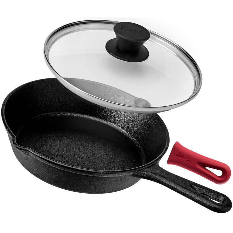 Pre-Seasoned Cast Iron Skillet (8-Inch) with Glass Lid and Handle