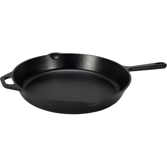 Pre-Seasoned Cast Iron Skillet, Oven Safe, Even Heating, Heat Distribution, Stove Compatible, Heavy-Duty, 15-Inch, Black