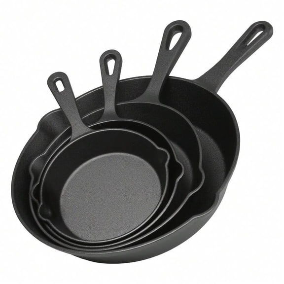 Pre-Seasoned Cast Iron Skillet Set, Multi-Size Heavy Duty Frying Pans for Cooking, Searing, Baking & Everyday Kitchen Use