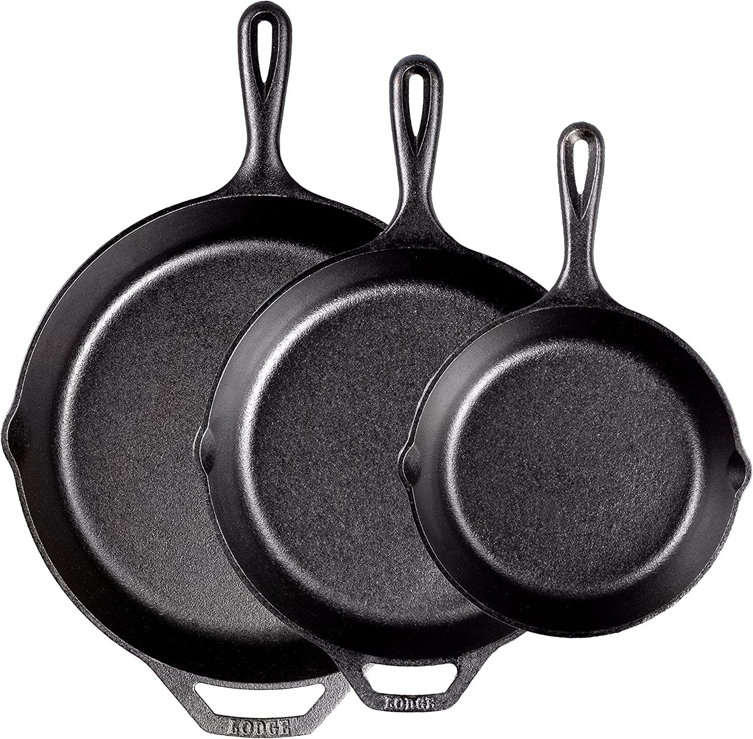 Pre-Seasoned Black Cast Iron Skillet Set, 3 Piece