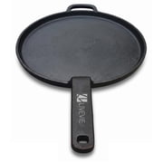 Pre-Seasoned 11 inch Cast Iron Tawa, Heavy-Duty 6.6 lbs Flat Griddle for Pancakes, Roti, Tortillas, Eggs & More, Gas, Open Flame Compatible, 5.5" Handle, Naturally Non-Stick