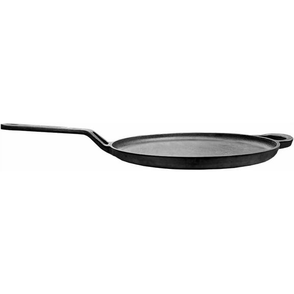 Pre-Seasoned 11 inch Cast Iron Tawa, Heavy-Duty 6.6 lbs Flat Griddle for Pancakes, Roti, Tortillas, Eggs & More, Gas, Open Flame Compatible, 5.5" Handle, Naturally Non-Stick
