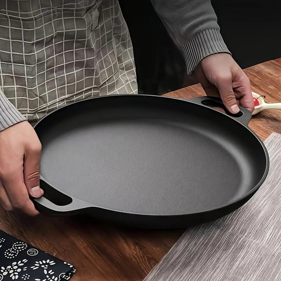 Pre-Seasoned Heavy-Duty Cast Iron Skillet - Non-Stick Pizza Pan & Griddle