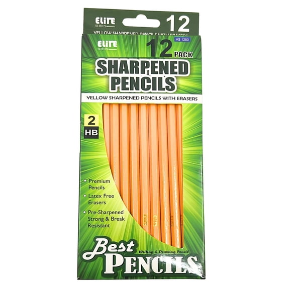 Pre-Sharpened Yellow Pencils with Latex Free Erasers: 12CT