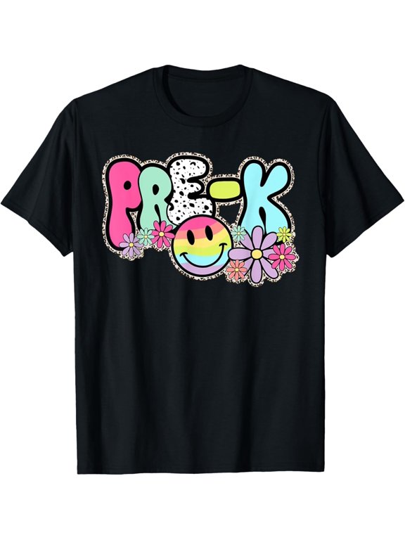 Pre Smile Face Teacher Student Back To School Retro Event T-Shirt, Size S-5XL