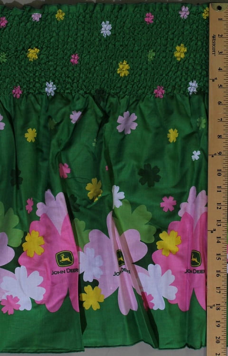 PreSmocked Shirred Sundress Fabric John Deere Floral Pink Green Fabric