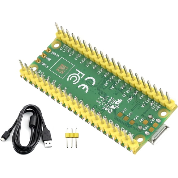 Pre-Soldered Header Pico with USB Cable, Based on RP2040 Dual-Core ARM Cortex M0+ Processor, Running up to 133 MHz, Beginner-Friendly Microcontroller