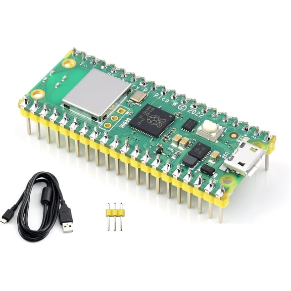 Pre-Soldered Pico W Microcontroller Board Basic Kit,Built-in WiFi,Supports 2.4/5 GHZ Wi-Fi 4,Based On RP2040 Dual-Core Processor