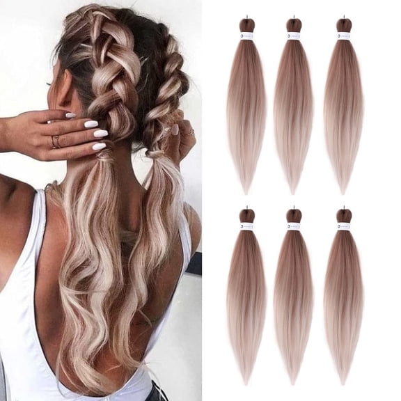 Pre-Stretched Braiding Hair Extensions 26 Inch 6 packs Ombre Braiding Hair Hot Water Setting Professional Soft Yaki Synthetic Crochet BraidsOmbre Brown