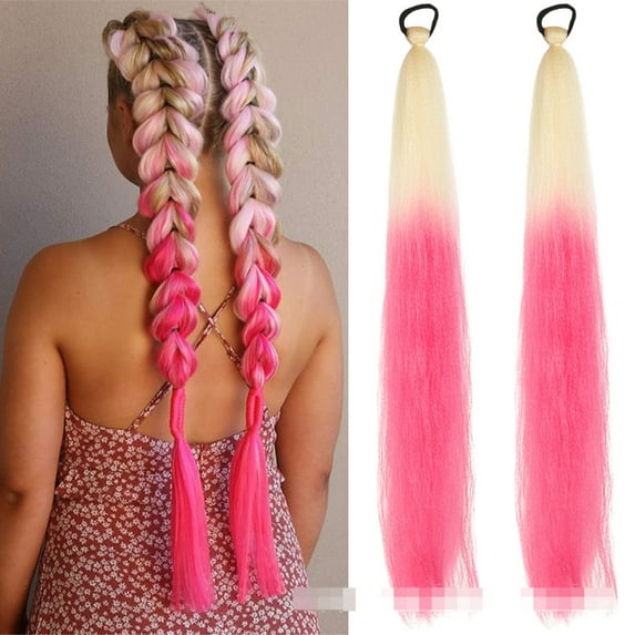 Pre Stretched Colorful Braiding Hair Synthetic 26 Inch Extensions for Stage Party Halloween Costume Cosplay (Pack of 2)