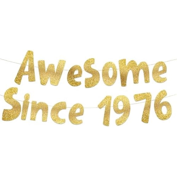 Pre-Strung Awesome Since 1976 Gold Glitter Banner - Funny 50th Birthday and Anniversary Decorations for Men and Women - Party Supplies and Gifts$$Electronics Accessories