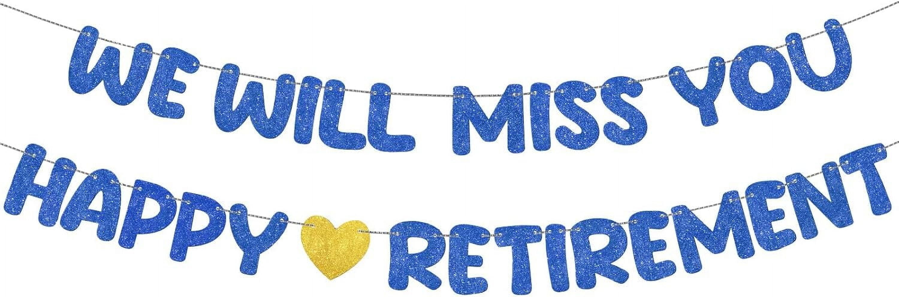 Pre Strung Happy Retirement and We Will Miss You Banner Bunting Retirement Party Decorations Goodbye Party Banner for Men Women Going Away Army Farewell Gift(Navy Blue)