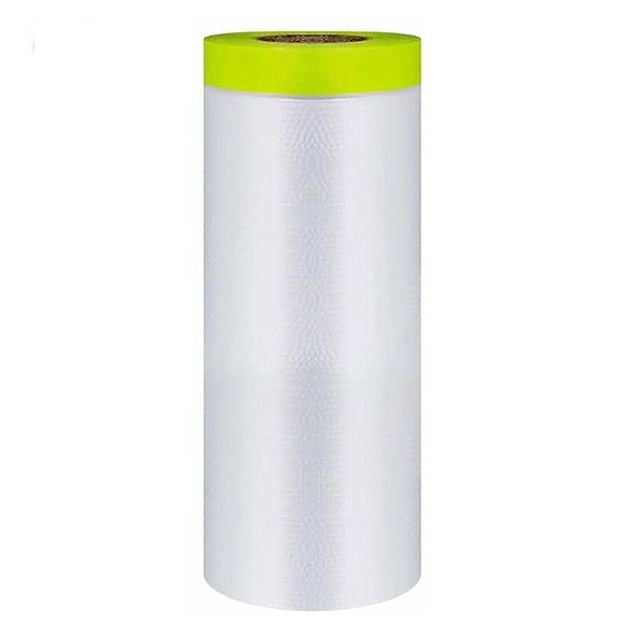Pre-Taped Masking Film-55inx65ft Tape and Drape Painters Paper Rolls, Plastic Painting Film for Automotive Painting Covering (1 roll)
