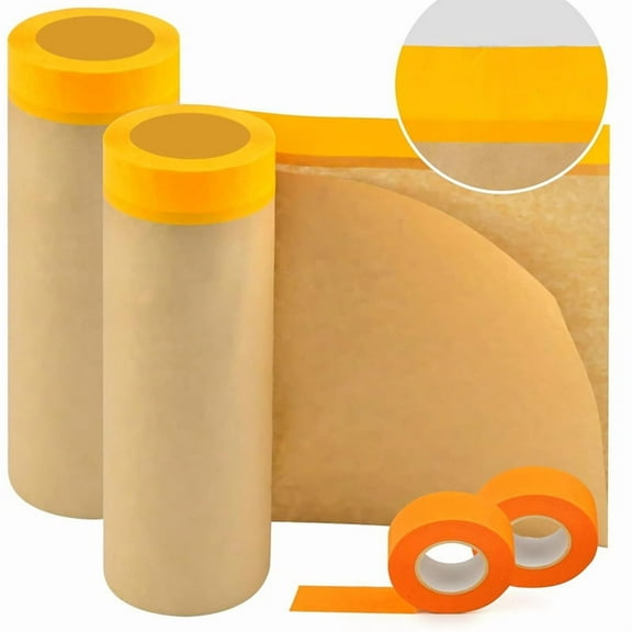 Pre-Taped Masking Paper, Automotive Paint Masking Paper for Painting Cars and Auto Body Floor Protection Wall Furniture
