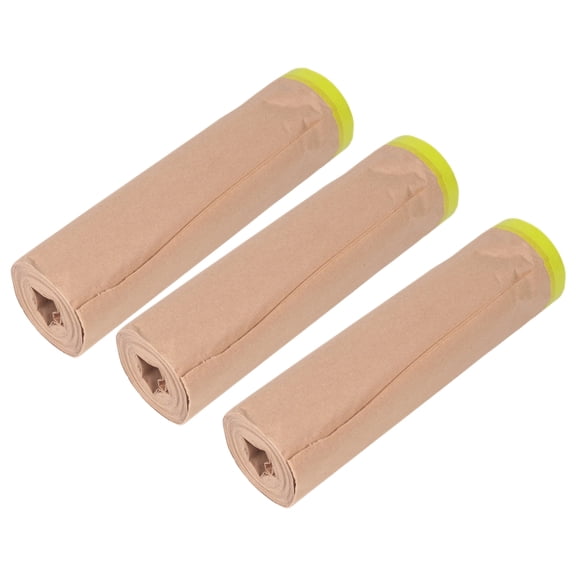 Pre-Taped Masking Paper for Painting, 18 Inchx50 Feet Paint Masking Paper, Tape and Drape Painters Paper, (3 Rolls)