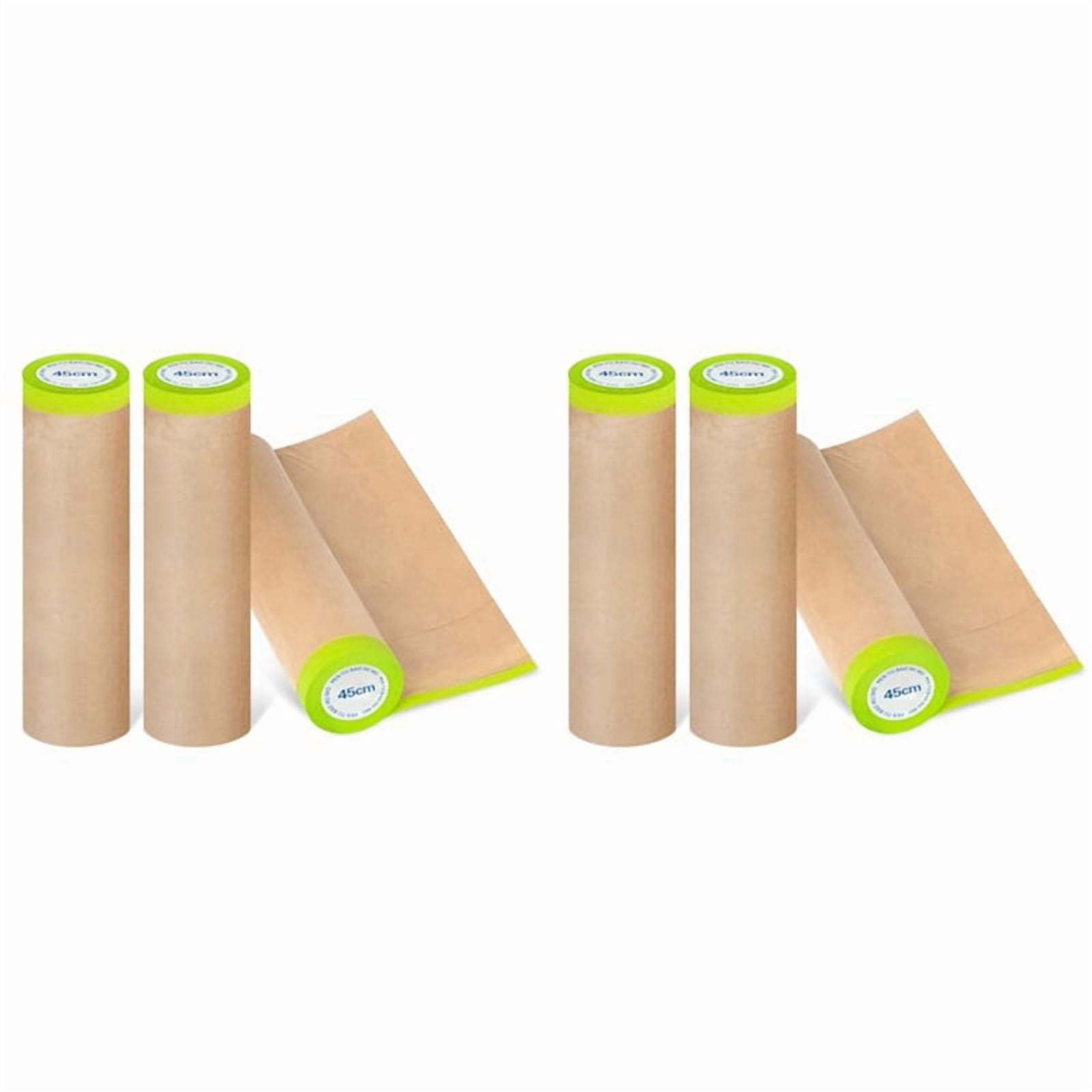 Pre-Taped Masking Paper for Painting, 18 Inchx50 Feet Paint Masking Paper, Tape and Drape Painters Paper, (6 Rolls)