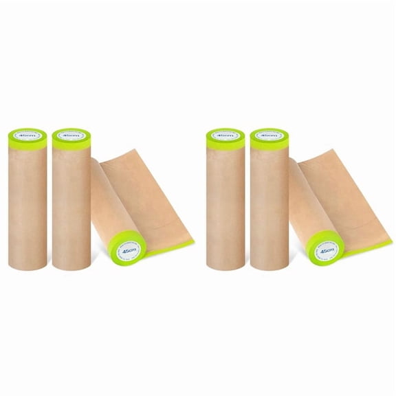 Pre-Taped Masking Paper for Painting, 18 Inchx50 Feet Paint Masking Paper, Tape and Drape Painters Paper, (6 Rolls)