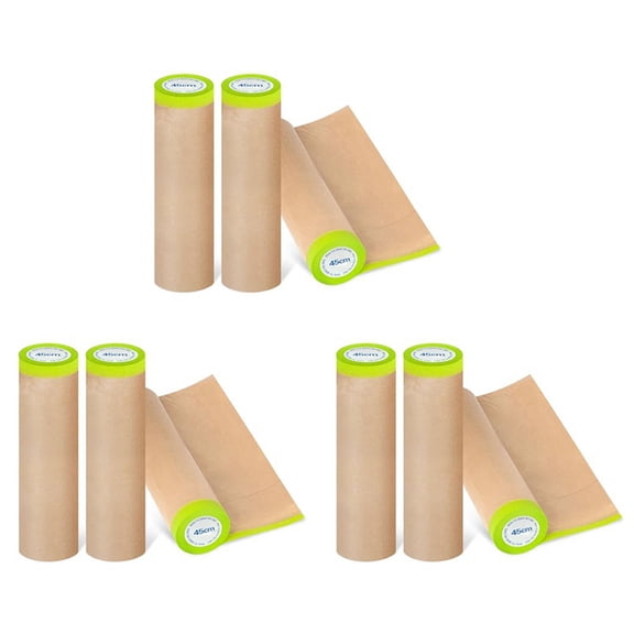 Pre-Taped Masking Paper for Painting, 18 Inchx50 Feet Paint Masking Paper, Tape and Drape Painters Paper, (9 Rolls)