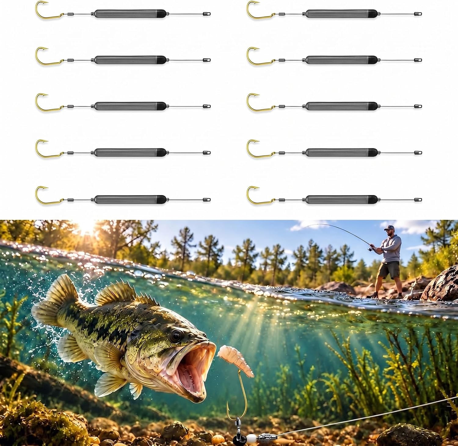 Pre Tied Off Bottom Fishing Rig, Anti-Snag Fishing Hook Rig,pre-tied ...